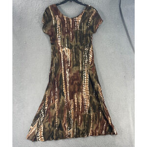 Vtg Jazz II Womens Dress Maxi Tropical Sz 12 Long Resort USA Brown
